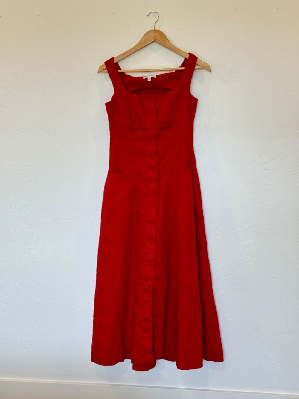 Reformation Louisa Linen Dress Red - Size 6 - Picture 2 of 6